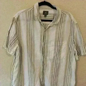 H & M linen blend sz XL cottagecore coastalcore grannycore stripes summer beach